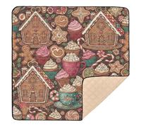 Gingerbread House & Treats - Alfombrilla antideslizante grande para gimnasio y actividades para el suelo, impermeable, para recién nacidos, para bebés y bebés, 50 x 50 pulgadas