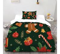 Gingerbread Man_1 Juego De Funda para Edredón 2 Piezas 3D Impresa Christmas Holiday Items con Cremallera Y Funda De Almohada Single（135x200cm） Microfibra Juego De Cama para