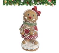 Gingerbread Man Christmas Ornaments, Festive Figurine Set, Small Resin Figurines for Holiday Display Cabinet Coffee Table Mantel Bookshelf Decorations, 3.94x2.95x9.37 Inches