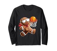Gingerbread Man Dunk Basketball Christmas Holiday Xmas Manga Larga