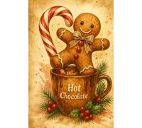 Gingerbread Man Hot Chocolate Journal: Lined Christmas Notebook 6×9: Cute Holiday Gingerbread Notebook for Winter Writing, Notes and Gifts