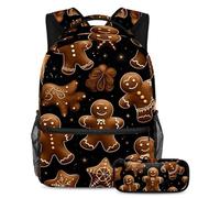 Gingerbread Man Mantente organizado y a la moda, juego de mochila escolar de 2 piezas para niños, niñas, adolescentes, la mejor bolsa de viaje para libros, Multicolor#07, B：29.4x20x40cm\