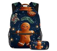 Gingerbread Man Mantente organizado y a la moda, juego de mochila escolar de 2 piezas para niños, niñas, adolescentes, la mejor bolsa de viaje para libros, Multicolor#03, B：29.4x20x40cm\