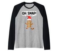 Gingerbread Man Oh Snap Cookie Christmas Stocking Stuffer Camiseta Manga Raglan