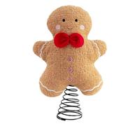 Gingerbread Man Tree Topper - de felpa | Plush con temática de invierno de árbol de Navidad Topper; Festive decoración de pan de jengibre para el hogar interior, chimenea, mesa de comedor
