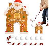 Gingerbread Mini Golf Game - Candy Cane Stick, Portable Gingerbread Christmas Mini Golf Toy with Candy Cane Stick | Fun Indoor Outdoor Family Game for Holiday Parties, Home Gatherings, Carnival Play