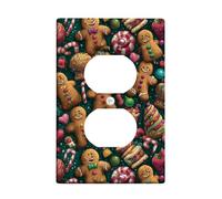 Gingerbread - Placas de cubierta para interruptor de luz navideña, diseño de galleta marrón festiva para decoración de Navidad, placas de pared termoplásticas, salida dúplex individual de tamaño
