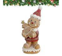 Gingerbread Statue, Christmas Figurine, Cute Gingerbread Man Design, Small Festive Sculpture, Resin Ornament Display for Desk, Mantel, Bookshelf, Coffee Table, Window Sill