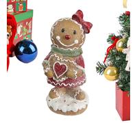 Gingerbread Statues, Small Christmas Resin Figurines, 3.74x3.15x8.27 Inches, Cute Gingerbread, Man Sculptures for Desk Mantel Bookshelf Window Display Coffee Table Home Party Decoration, Holiday