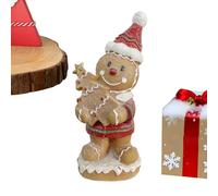 Gingerbread Statues, Small Christmas Resin Sculptures with Gingerbread Man Shape, Festive Holiday Figurine Ornaments for Display Cabinet, Coffee Table, Mantel, Desk, Bookshelf Décor