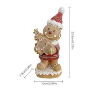Gingerbread Statues, Small Christmas Sculpture, 3.74x3.15x8.27 Inches Resin Gingerbread Man Figurine Ornament for Display Cabinet, Coffee Table, Desk, Mantel, Window Sill, Bookshelf Décor