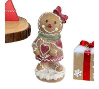 Gingerbread Statues, Small Christmas Sculpture, 3.74x3.15x8.27 Inches Resin Gingerbread Man Figurine Ornament for Display Cabinet, Coffee Table, Desk, Mantel, Window Sill, Bookshelf Décor