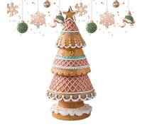 Gingerbread Tree Figurine - Resin Holiday Table Centerpiece for Home, Fireplace Display with Festive Decoration, Christmas Ornament for Shelf, Parties and Events, 9.06x4.13x4.13 Inches