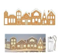 Gingerbread Village Magic, DIY Foldable Christmas Gingerbread House Cardboard Kit with LED Lights, Christmas Gingerbread Village Light-Up Decor, Village Home Decor Gift for Home Cabinets (1set)