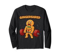Gingershred Funny Gingerbread Man Gym Workout Christmas Manga Larga