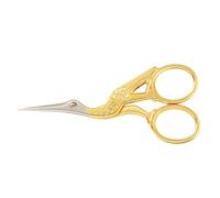 Gingher - Tijeras de bordado de cigüeña y funda de cuero, tijeras de manualidades de 3.5 pulgadas para corte de tela, hilo y costura, color dorado