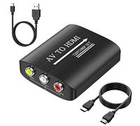GINGIN RCA a HDMI, convertidor AV a HDMI, convertidor Compuesto a HDMI Compatible con Wii, PS One, PS2, PS3, STB, Xbox, VHS, VCR, Blue-Ray DVD, con Cable HDMI de 3.3 pies