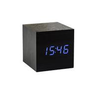 Gingko Cube Black Click Clock Blue LED, Negro, 7,5x7,5x7,5 cm
