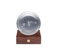 Gingko Lámpara de escritorio de diseño de cristal ámbar - Modelo del sistema solar | Lámpara decorativa recargable con control táctil | Elegante lámpara de escritorio de ambiente regalo para los