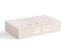 Gingko Reloj Despertador LED Click Clock, con activación al Sonido y una Nueva tecnología Flip, Recargable, con Controles táctiles Grabados con láser, Varios Acabados de Madera, White Maple, One Size