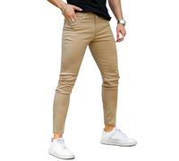 GINGTTO Pantalones Vaqueros Hombre Skinny Super Elasticos Slim Fit Pitillo Denim Pantalones Regular Fit Jeans Caqui 30W / 30L