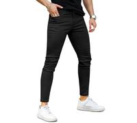 GINGTTO Vaqueros Hombre Skinny Fit Super Elasticos Slim Fit Pitillo Denim Pantalones Regular Fit Jeans Negro 34W / 30L