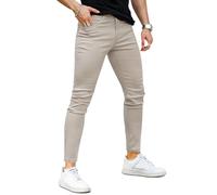 GINGTTO Vaqueros Hombre Skinny Fit Super Elasticos Slim Fit Pitillo Denim Pantalones Regular Fit Jeans Beis 34W / 30L