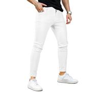 GINGTTO Vaqueros Hombre Skinny Fit Super Elasticos Slim Fit Pitillo Denim Pantalones Regular Fit Jeans Blanco 30W / 30L