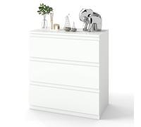 Ginhow Cómoda Blanca Dormitorio con 3 Cajones Mesilla de Noche Estrecha 40cm Cajonera de Armario Interior Moderna Mueble Auxiliar para Oficina y Pasillo 70x40x75 cm