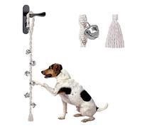 GINIDEAR - Campanillas para adiestramiento de Perros, Timbre de Puerta Ajustable para Que el Perro lo Toque Cuando quiera Salir a Hacer PIS, Hecho a Mano con Cuerda Trenzada, Beis