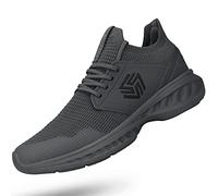 Giniros Mens Slip On Walking Shoes Non Slip Running Shoes Breathable Workout Shoes Lightweight Gym Sneakers Dark Grey Size 10.5