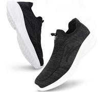 Giniros Zapatillas Slip On Zapatillas Sin Cordones Hombre Zapatillas Deportivas Casual Tennis Hombre Sneakers Comodos Enfermera Zapatos Trekking para Caminar, Negro y Blanco 43 EU