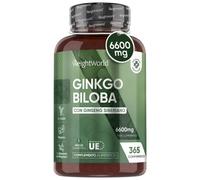 Ginkgo Biloba - 6600 mg 365 Comprimidos - Fórmula Natural Potenciada con Ginseng Siberiano