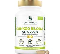 Ginkgo Biloba BIO | Alta Dosis, 4560mg / día | Estímulo cognitivo, Memoria, Circulación sanguínea | 90 cápsulas veganas y Orgánicas | Primera Calidad