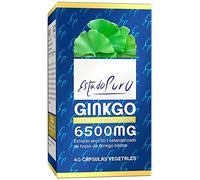 Ginkgo Biloba Estado Puro 6500mg | Extracto Estandarizado y Máxima Concentración | 24% de Flavonoides y 6% de Terpenos | Memoria y Concentración + Circulación | 40 Cápsulas de Tongil
