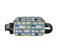 Ginkgo Leaves - Riñonera para mujer y hombre, para entrenamiento, correr, senderismo, Divertidas caras coloridas de gatos en Kawaii azul, 1 Size