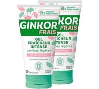 GINKOR Fresh Gel Refrescante Piernas Cansadas, Efecto Refrescante Inmediato con Mentol, 98% Origen Natural, Compatible con Medias y Pantimedias, Pack 2 x 150 ml