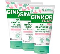 GINKOR Fresh Gel Refrescante Piernas Cansadas, Efecto Refrescante Inmediato con Mentol, 98% Origen Natural, Compatible con Medias y Pantimedias, Pack 3 x 150 ml