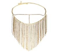 GinMimi Borlas largas brillantes de diamantes de imitación con cadena ajustable, flecos de cristal, accesorio de joyería elegante para decoración de boda, talla única, como se describe