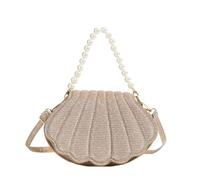 GinMimi Elegante bolso de mano con forma de concha para mujeres y niñas, bolso de hombro de piel sintética, bolso cruzado de poliuretano, Gold