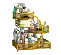 GinMimi Moderno estante de almacenamiento de maquillaje, construcción de metal, organizadores de cosméticos que ahorran espacio, para encimeras de baño, organizadores de maquillaje portátiles de metal