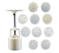 GinMimi Moldes de postre a presión de mano, patrón de flores, sello de galletas, para hacer postres, festivales de mediados de otoño, herramienta para hacer galletas y postres