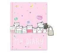 GINMLYDA Gatito Diario Secreto Niña, 18x13.5cm Diario con Candado 80 Hojas / 160 Páginas a Rayas Cuaderno Niña con Candado Juguetes Libreta Rosa para Escritura Regalos