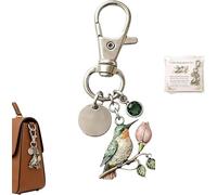 GinnYann A Little Hummingbird for You Keychain with Birth Month Charm Symbolic-Meaningful Gift for Mother's Day, Memorial Keepsake (May)