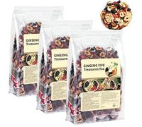 Ginseng Five Treasure Tea, Energy & Daily Balance, for Daily Wellness, Mulberry, Goji Berry, Red Date (3pc)
