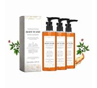 Ginseng Gel de ducha corporal, jabón líquido natural con ginseng, limpieza profunda e hidratante, promueve la luminosidad con aroma fresco, para una piel radiante cada día (3 unidades)