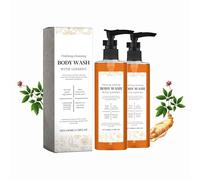 Ginseng Gel de ducha corporal, jabón líquido natural con ginseng, limpieza profunda e hidratante, promueve la luminosidad con aroma fresco, para una piel radiante cada día (2 unidades)