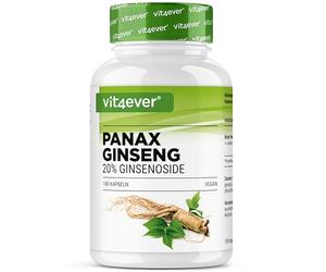 Ginseng rojo Panax 180 cápsulas - 1800 mg por dosis diaria - 20% de ginsenósidos - Extracto de raíz de ginseng rojo coreano 20:1 - Alta dosis - Vegano