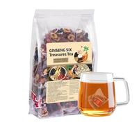 Ginseng Six Treasure Tea, Chinese Tea for Daily Wellness, Mulberry, Goji Berry, Red Date | 25 Tea Bags for Men & Women (1 Pack)