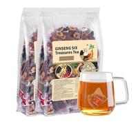 Ginseng Six Treasure Tea, Chinese Tea for Daily Wellness, Mulberry, Goji Berry, Red Date | 25 Tea Bags for Men & Women (2 Pack)